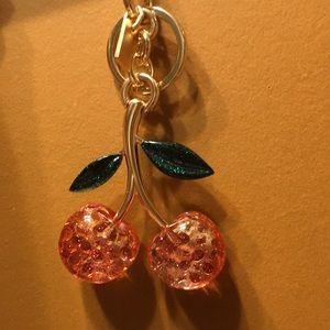 Coach Pink Gold Cherry bag charm and keychain